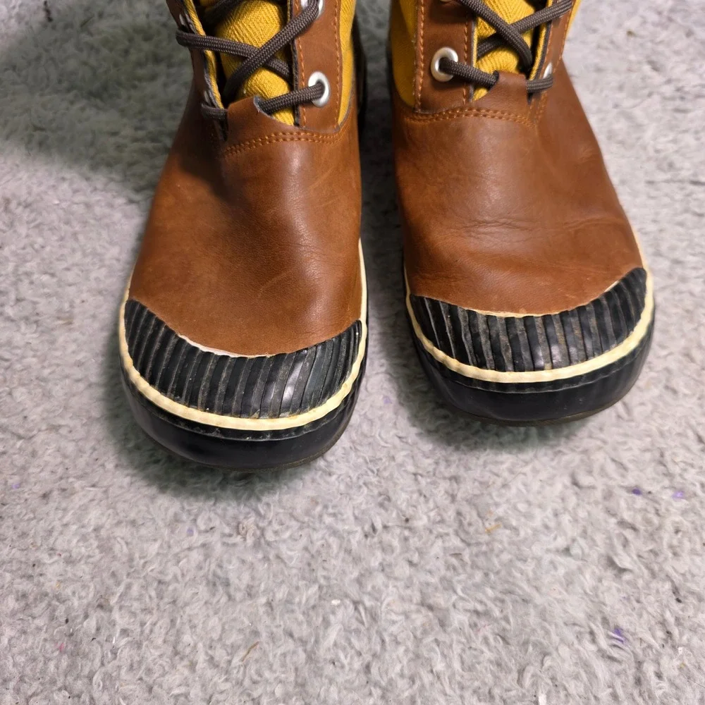 KEEN Elsa Winter Boots Brown Yellow Waterproof Insulated to -20 Women 7.5